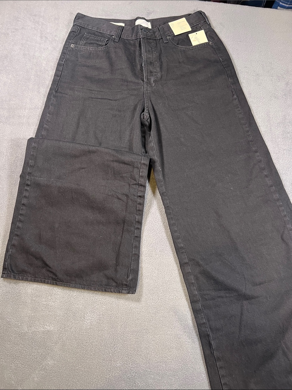Womens super wide leg Black Relaxed Straight Jeans